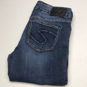 LIKE NEW VINTAGE SILVER SUKI DENIM CAPRIS W28 😎